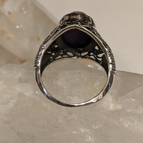 Purple Copper Turquoise, 925 Silver Ring, size 7.5 - Picture 6 of 11